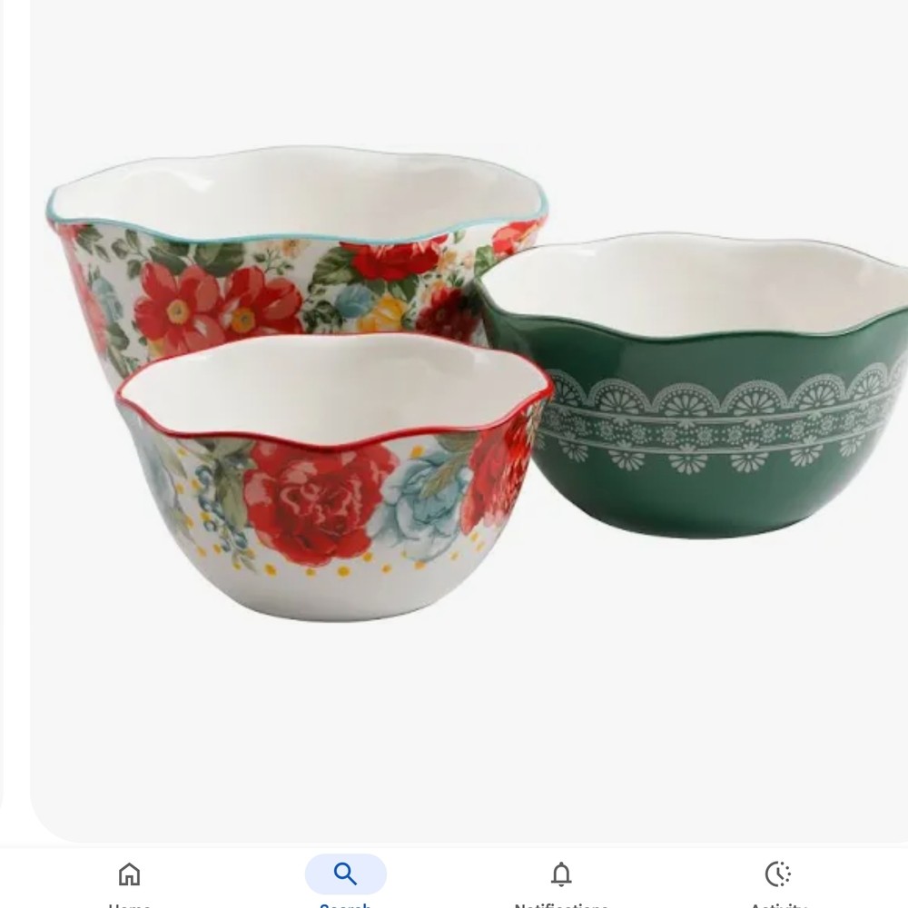 The Pioneer Woman Floral and Green Mixing Bowl Set